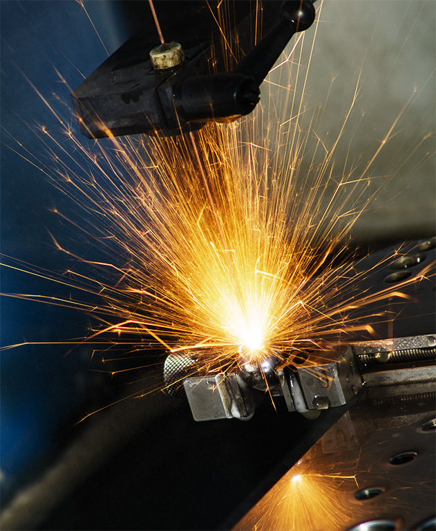 Welding equipment with sparks